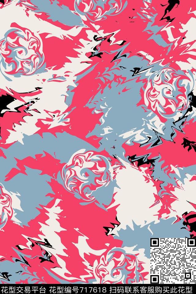 流行时尚手绘大理石传统印花华亿平台下载（图片编号: 717618） - 瓦栏（Walan）