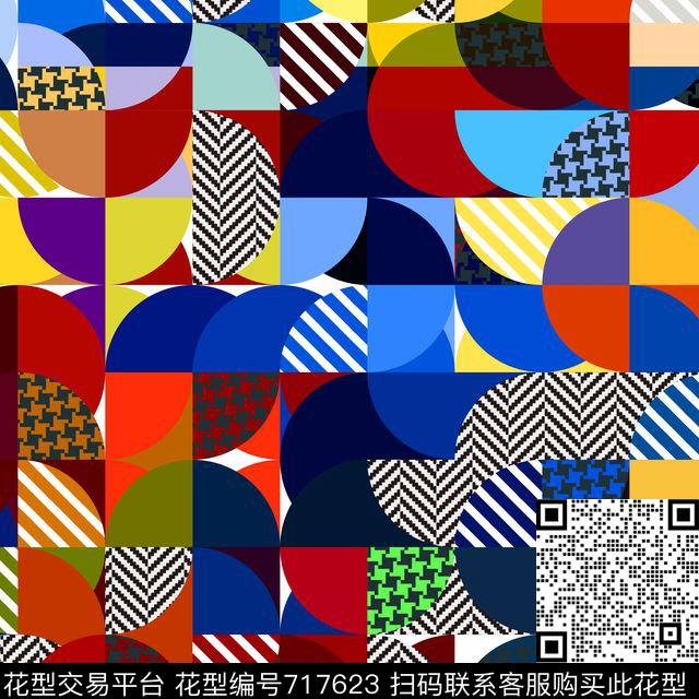 圆点圆圈方格数码印花华亿平台下载（图片编号: 717623） - 瓦栏（Walan）