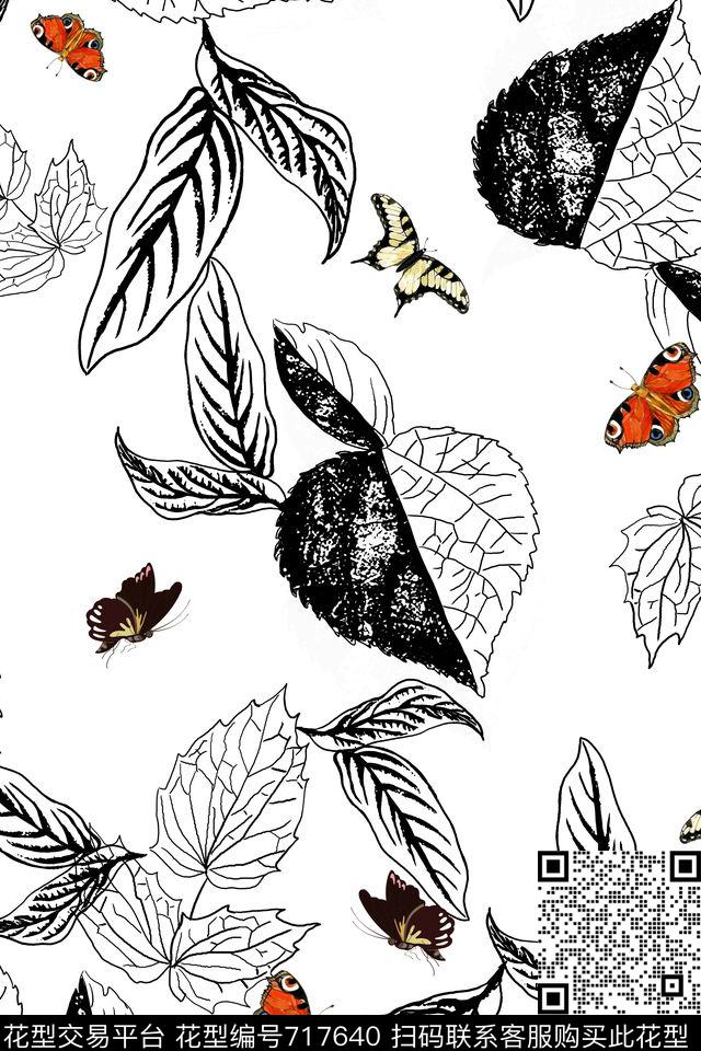 L.D~叶子L.D~动物L.D~水彩数码印花华亿平台下载（图片编号: 717640） - 瓦栏（Walan）