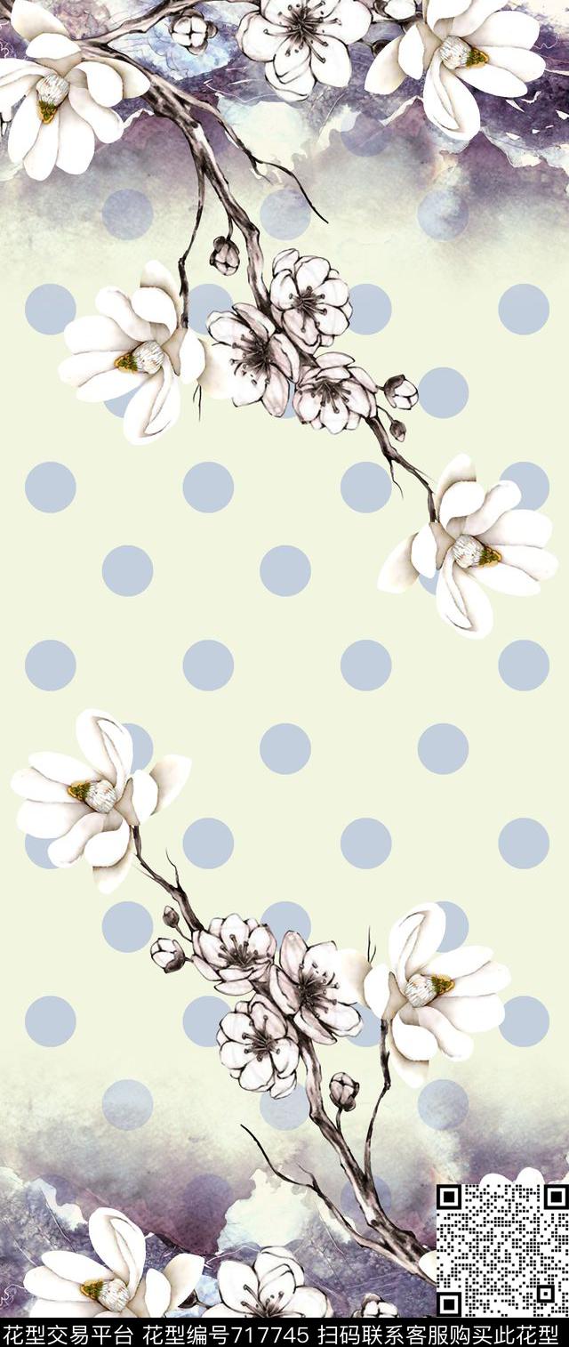 女装花卉中国风丝巾华亿平台数码印花华亿平台下载（图片编号: 717745） - 瓦栏（Walan）