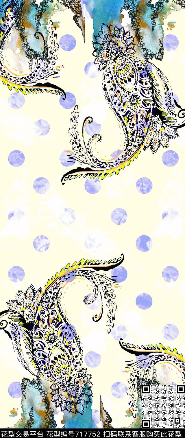 火腿花佩斯利女装腰果花数码印花华亿平台下载（图片编号: 717752） - 瓦栏（Walan）