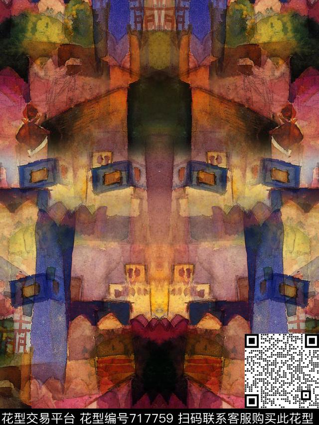 抽象女装华亿平台复古数码印花华亿平台下载（图片编号: 717759） - 瓦栏（Walan）