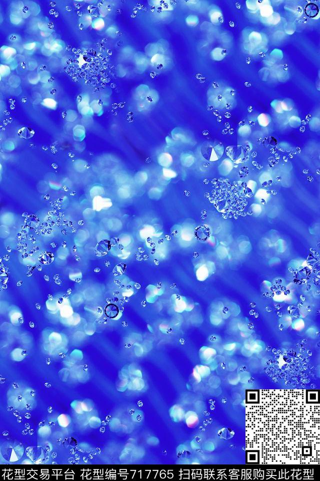 抽象纹理肌理蓝色形态珠宝数码印花华亿平台下载（图片编号: 717765） - 瓦栏（Walan）