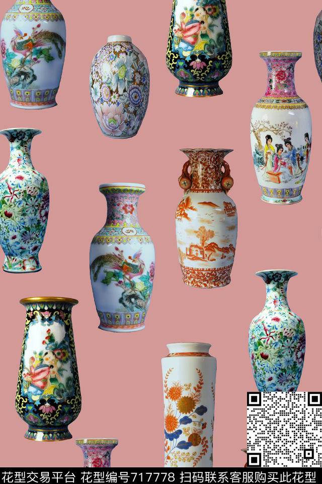瓷器中国风瓷瓶数码印花华亿平台下载（图片编号: 717778） - 瓦栏（Walan）