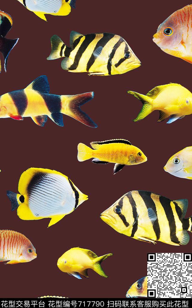 海洋生物动物鱼数码印花华亿平台下载（图片编号: 717790） - 瓦栏（Walan）