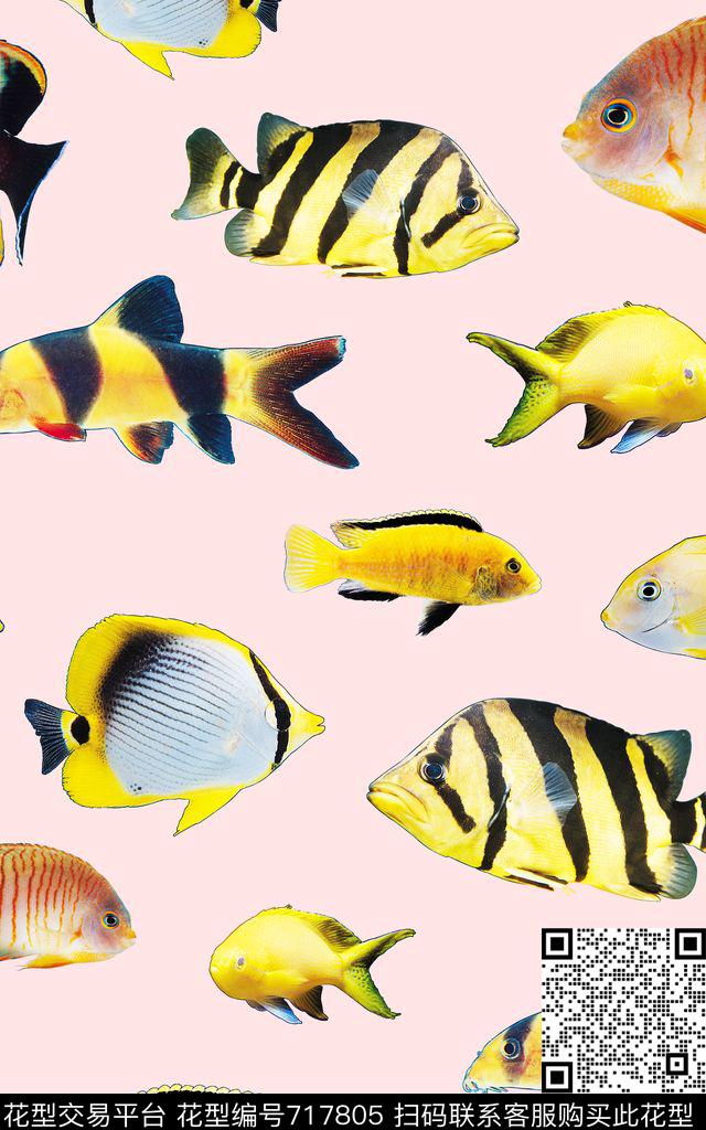 海洋生物动物鱼数码印花华亿平台下载（图片编号: 717805） - 瓦栏（Walan）
