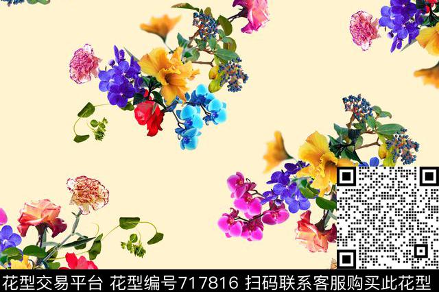 女装花卉纯色底数码印花华亿平台下载（图片编号: 717816） - 瓦栏（Walan）