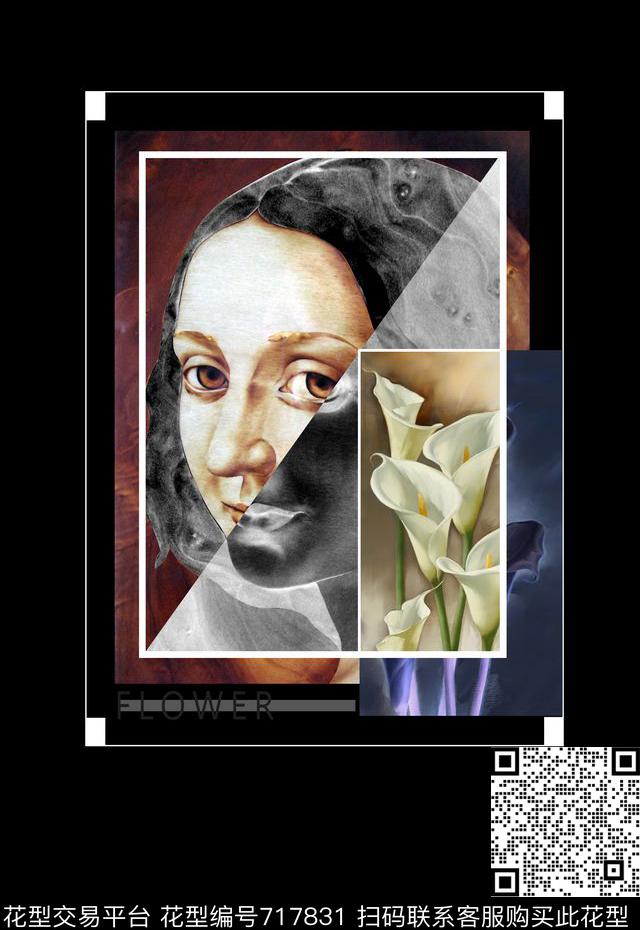 定位手绘花卉复古手绘花卉人物抽象花卉数码印花华亿平台下载（图片编号: 717831） - 瓦栏（Walan）