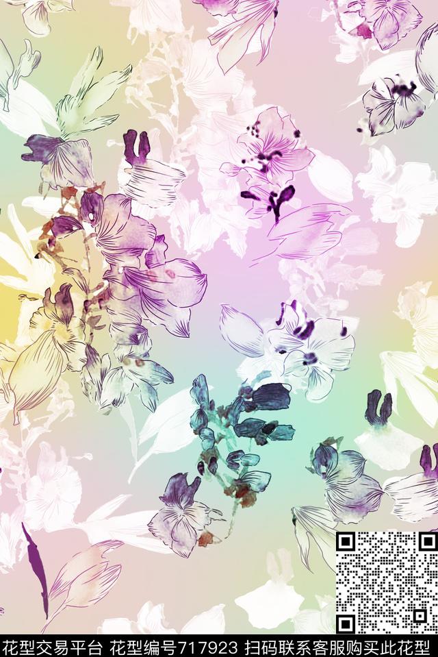 小碎花花朵花卉数码印花华亿平台下载（图片编号: 717923） - 瓦栏（Walan）