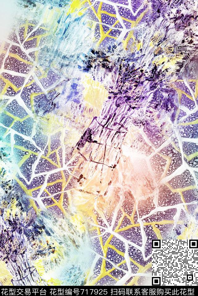 不规则几何几何抽象数码印花华亿平台下载（图片编号: 717925） - 瓦栏（Walan）