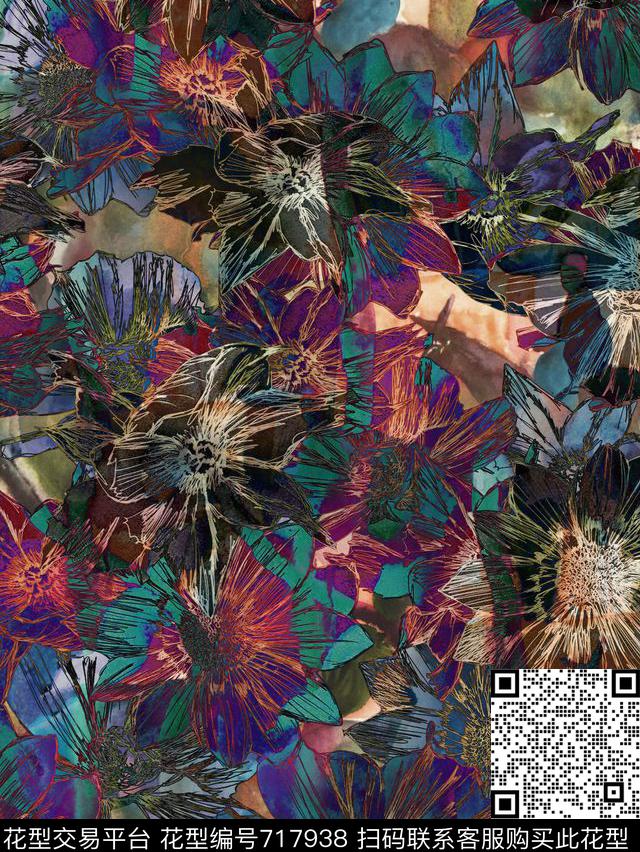 植物迷彩色彩数码印花华亿平台下载（图片编号: 717938） - 瓦栏（Walan）