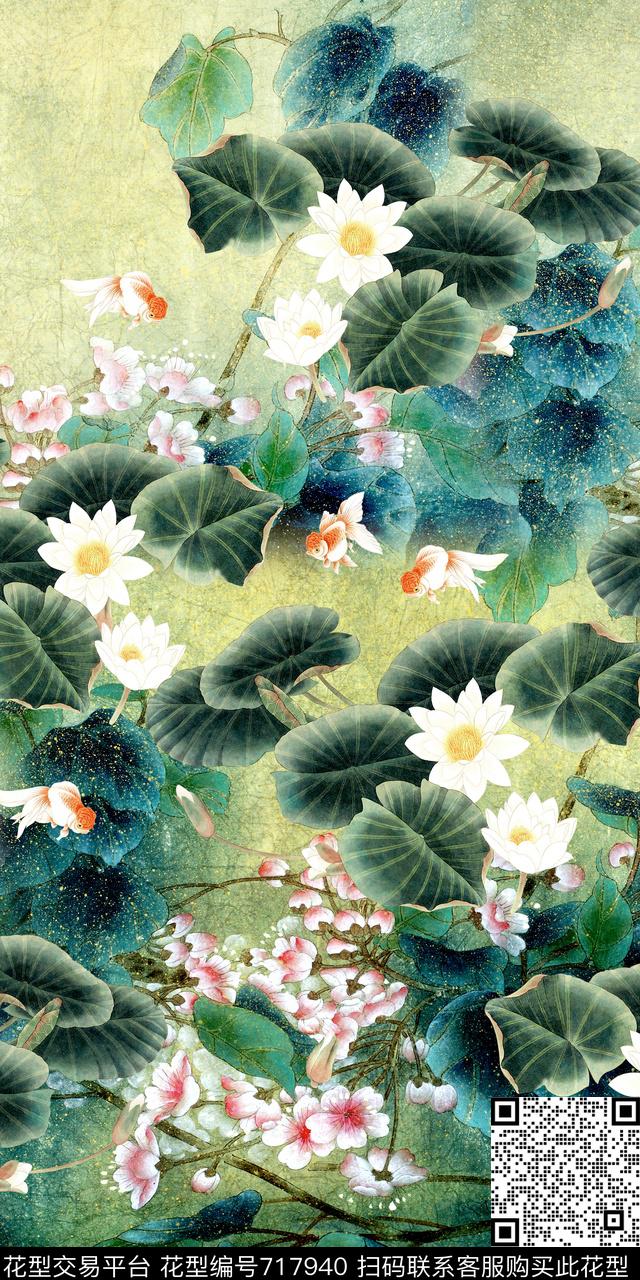 定位荷花原创数码印花华亿平台下载（图片编号: 717940） - 瓦栏（Walan）