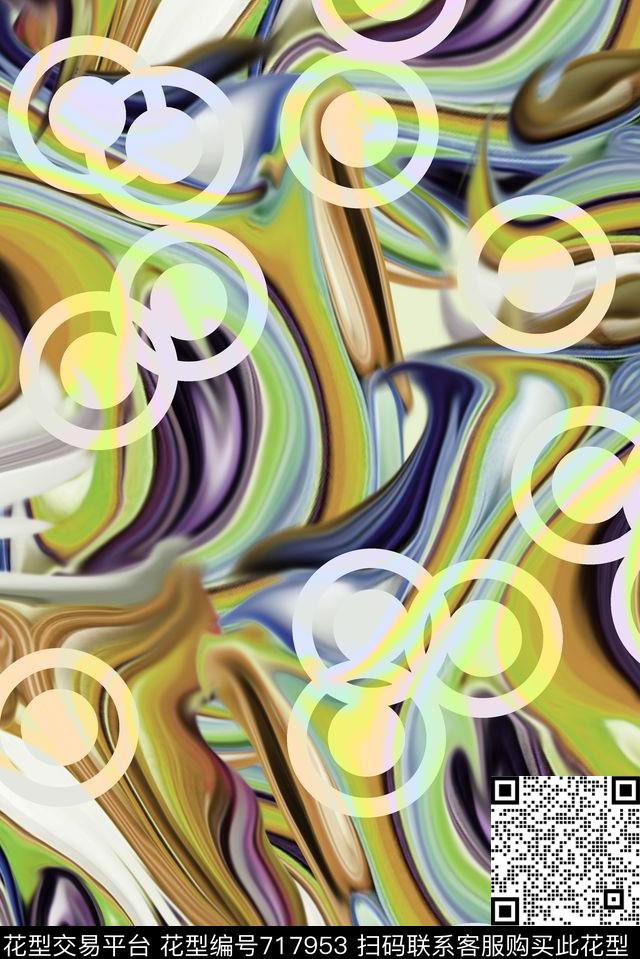 圆点几何组合抽象炫彩数码印花华亿平台下载（图片编号: 717953） - 瓦栏（Walan）