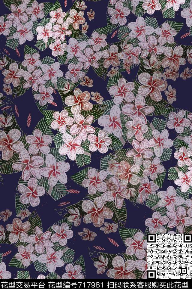 时尚休闲风格化花卉花卉数码印花华亿平台下载（图片编号: 717981） - 瓦栏（Walan）