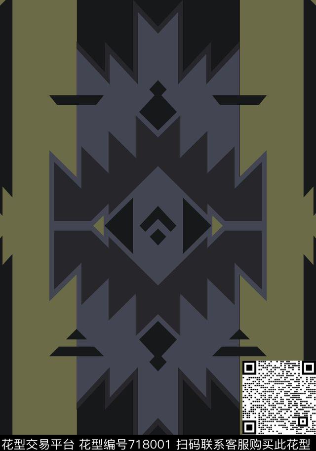 几何文化民族风不规则几何数码印花华亿平台下载（图片编号: 718001） - 瓦栏（Walan）