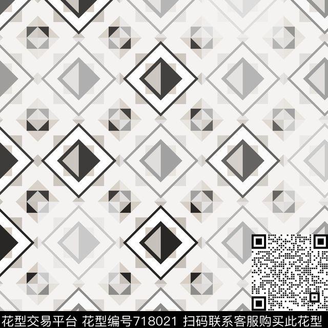 马赛克方格几何数码印花华亿平台下载（图片编号: 718021） - 瓦栏（Walan）