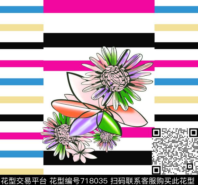 女装前幅兰花花朵数码印花华亿平台下载（图片编号: 718035） - 瓦栏（Walan）