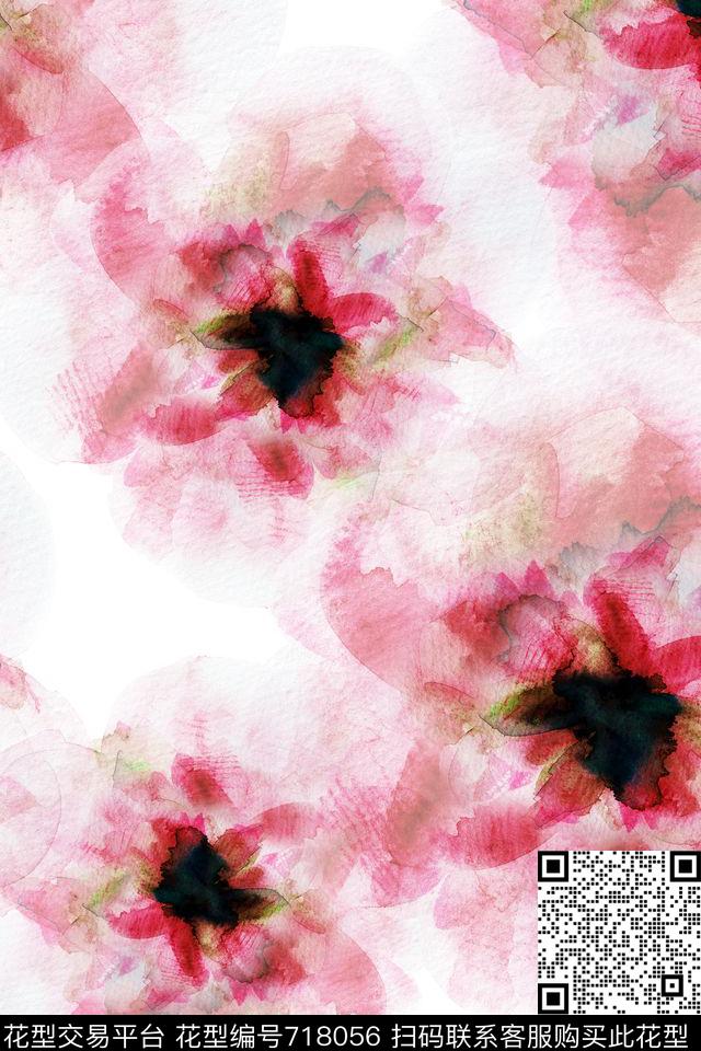 女装满版花卉旗袍数码印花华亿平台下载（图片编号: 718056） - 瓦栏（Walan）