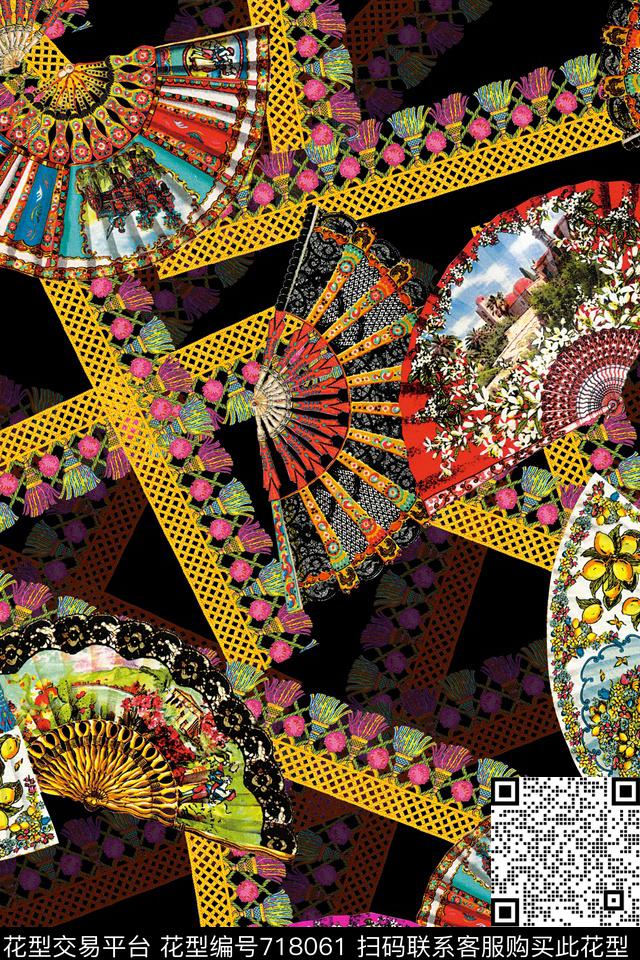 女装满版花卉旗袍数码印花华亿平台下载（图片编号: 718061） - 瓦栏（Walan）