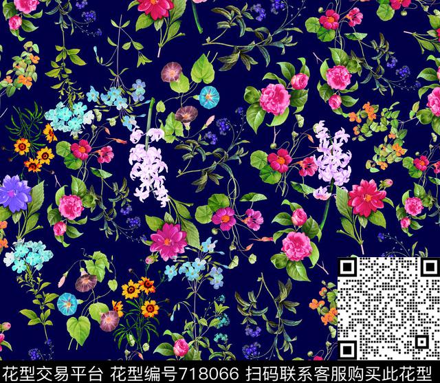 花瓣乱花大花数码印花华亿平台下载（图片编号: 718066） - 瓦栏（Walan）