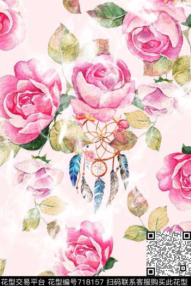 牡丹花朵花卉数码印花华亿平台下载（图片编号: 718157） - 瓦栏（Walan）