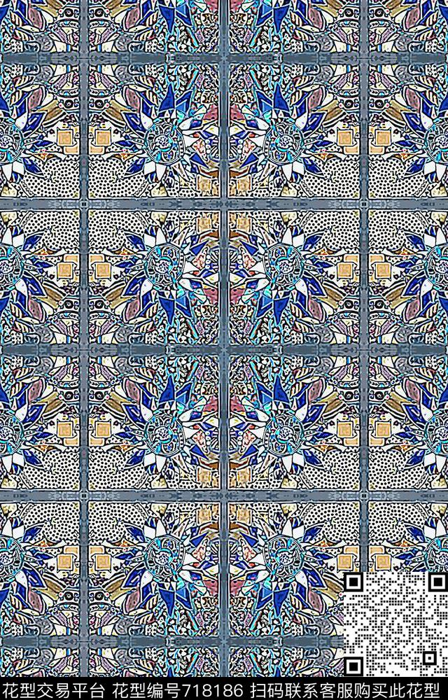 格子混搭格子图案时尚休闲数码印花华亿平台下载（图片编号: 718186） - 瓦栏（Walan）