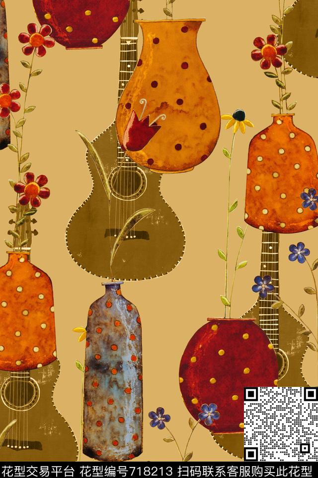 时尚手绘瓷器数码印花华亿平台下载（图片编号: 718213） - 瓦栏（Walan）