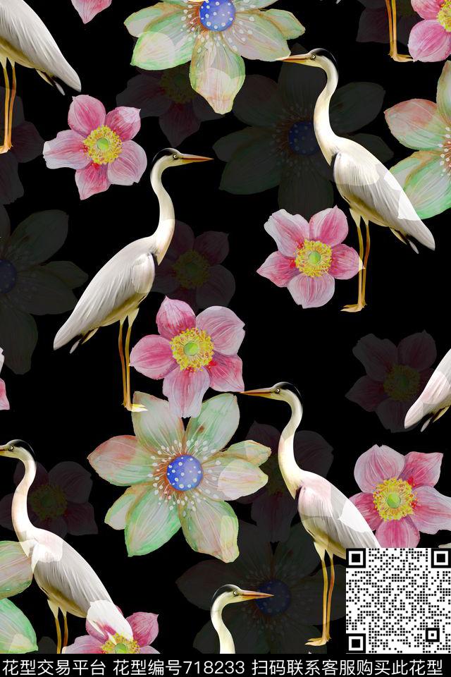 满版花朵花卉数码印花华亿平台下载（图片编号: 718233） - 瓦栏（Walan）