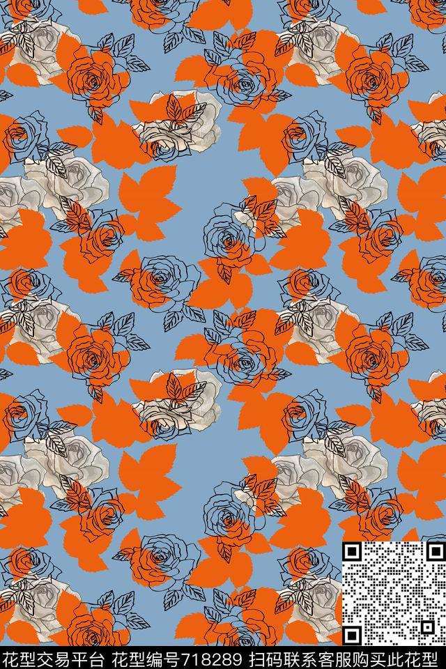 乱花小碎花玫瑰数码印花华亿平台下载（图片编号: 718289） - 瓦栏（Walan）