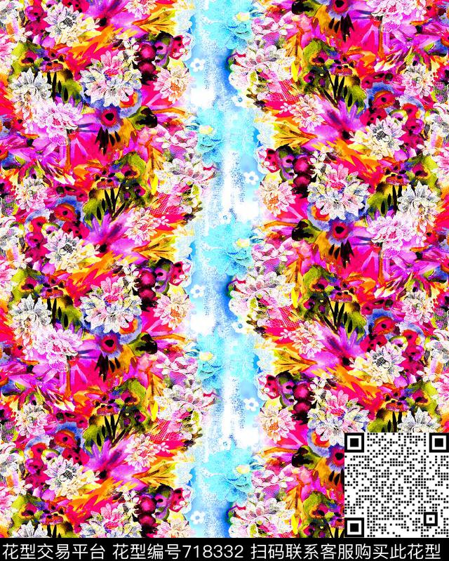 抽象植物花卉数码印花华亿平台下载（图片编号: 718332） - 瓦栏（Walan）