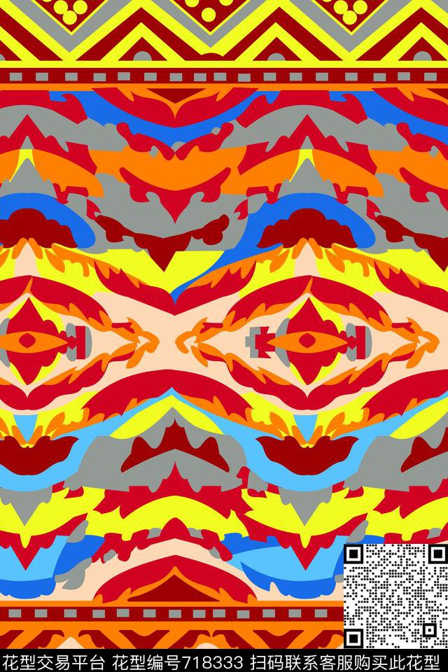 日韩风英伦波西米亚传统印花华亿平台下载（图片编号: 718333） - 瓦栏（Walan）