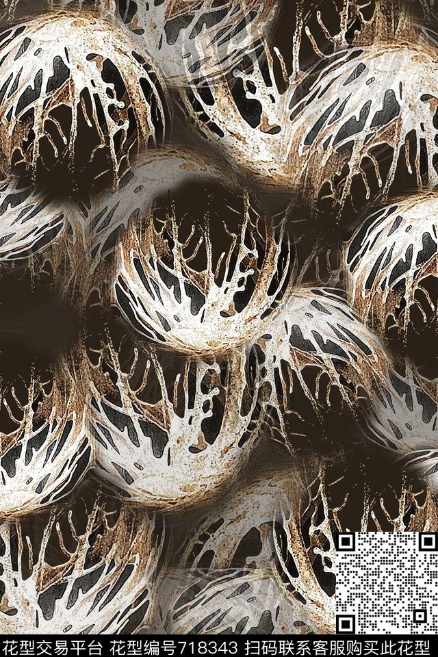 花卉写意抽象图案风格化花卉数码印花华亿平台下载（图片编号: 718343） - 瓦栏（Walan）