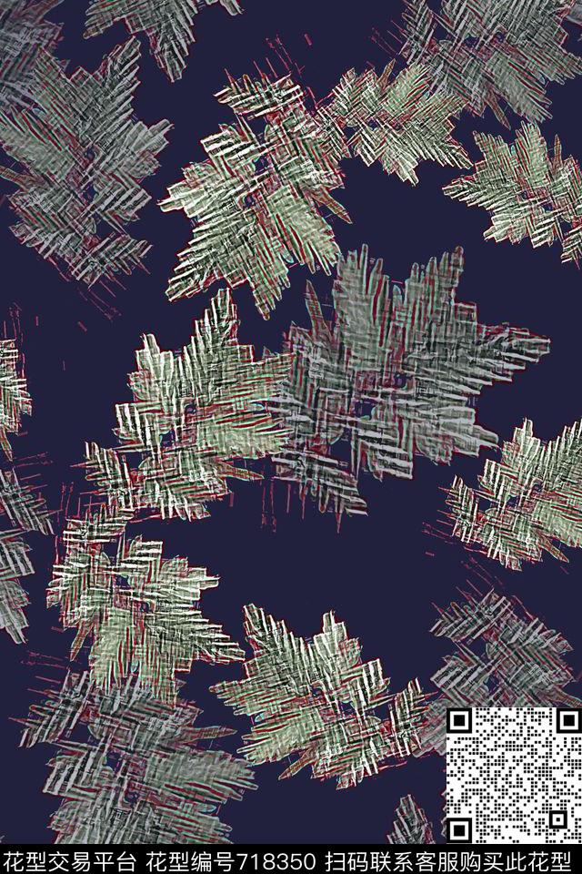 抽象图案风格化花卉时尚休闲传统印花华亿平台下载（图片编号: 718350） - 瓦栏（Walan）