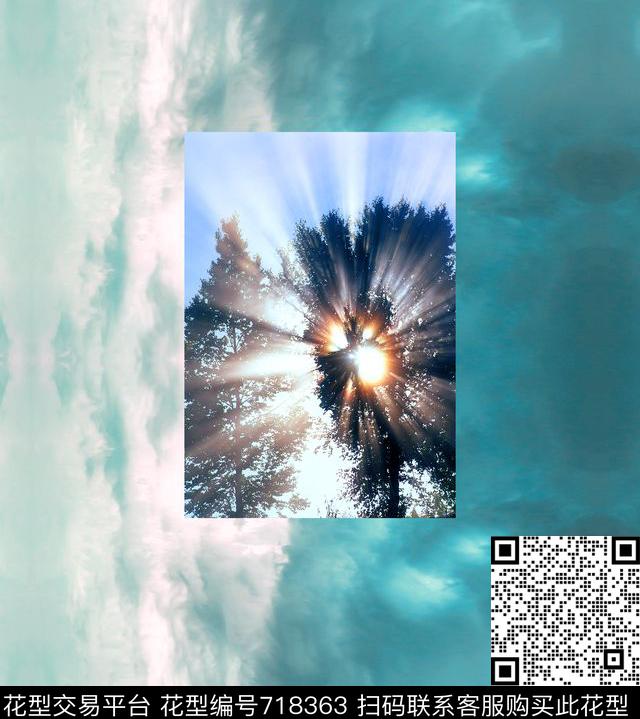 植物树林天空数码印花华亿平台下载（图片编号: 718363） - 瓦栏（Walan）