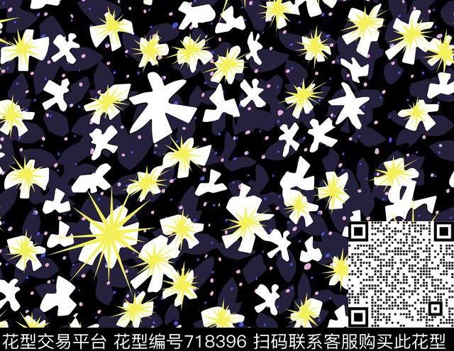 炫彩星空星空花卉几何星空花卉数码印花华亿平台下载（图片编号: 718396） - 瓦栏（Walan）