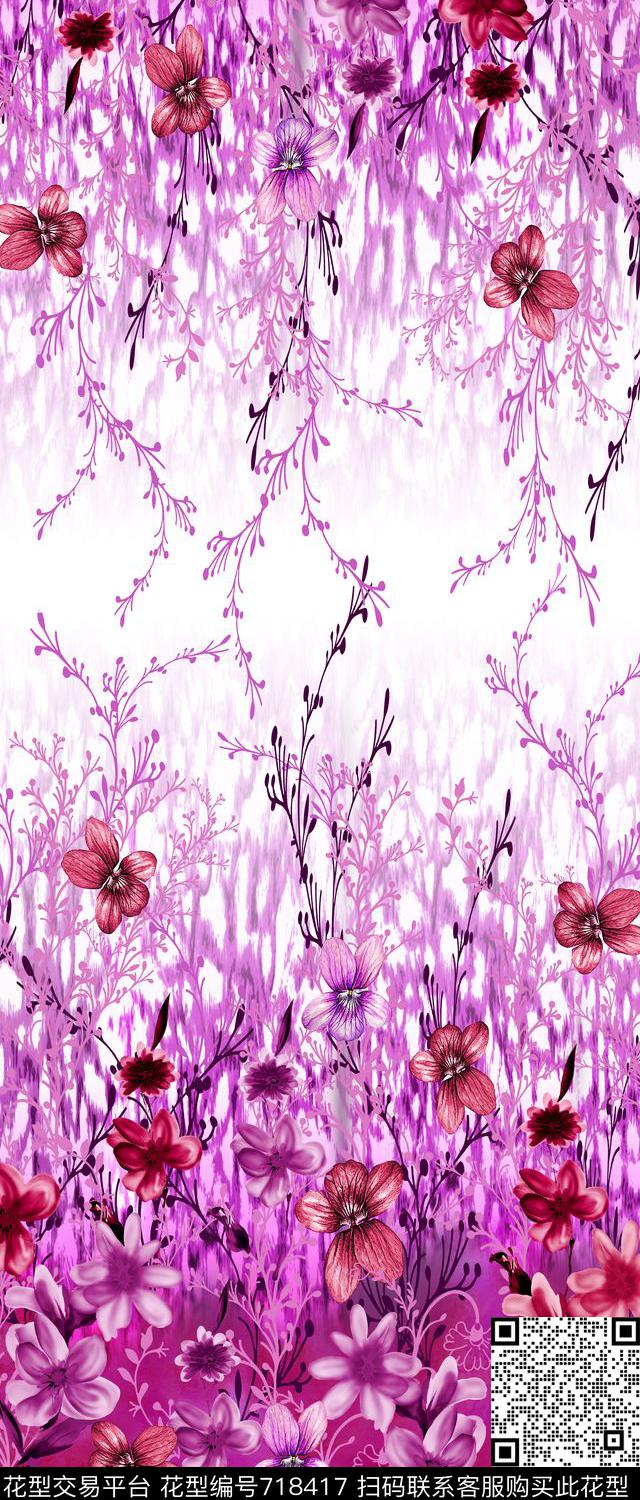小碎花花朵花卉数码印花华亿平台下载（图片编号: 718417） - 瓦栏（Walan）