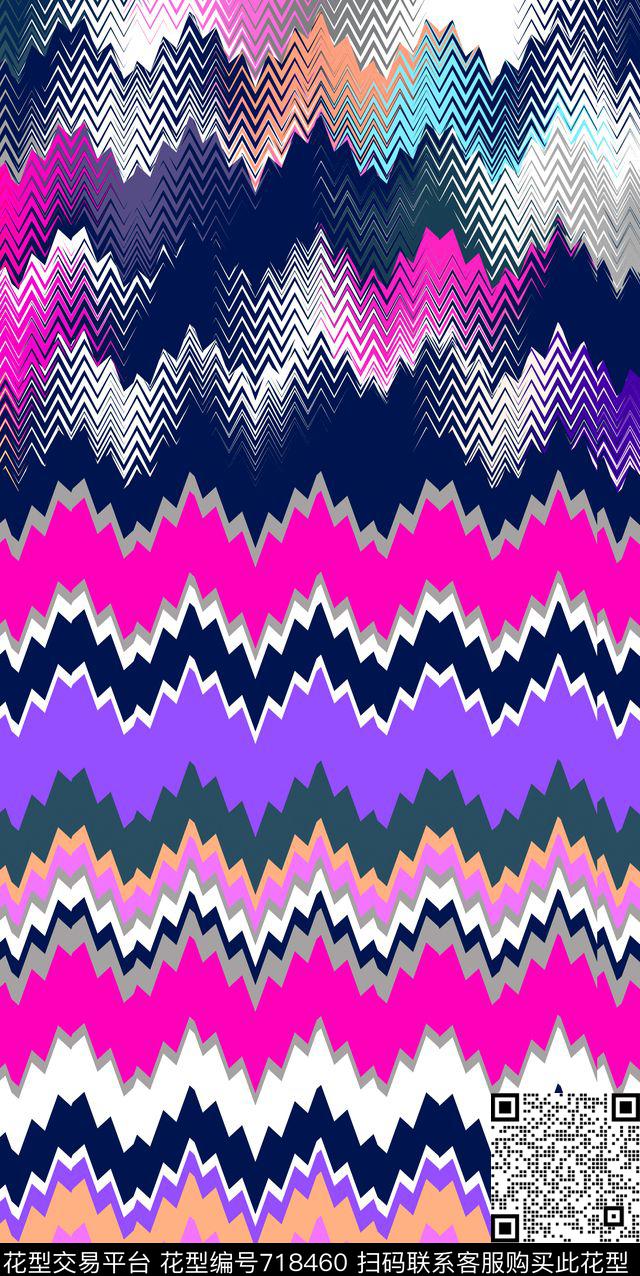 三角形几何波纹数码印花华亿平台下载（图片编号: 718460） - 瓦栏（Walan）