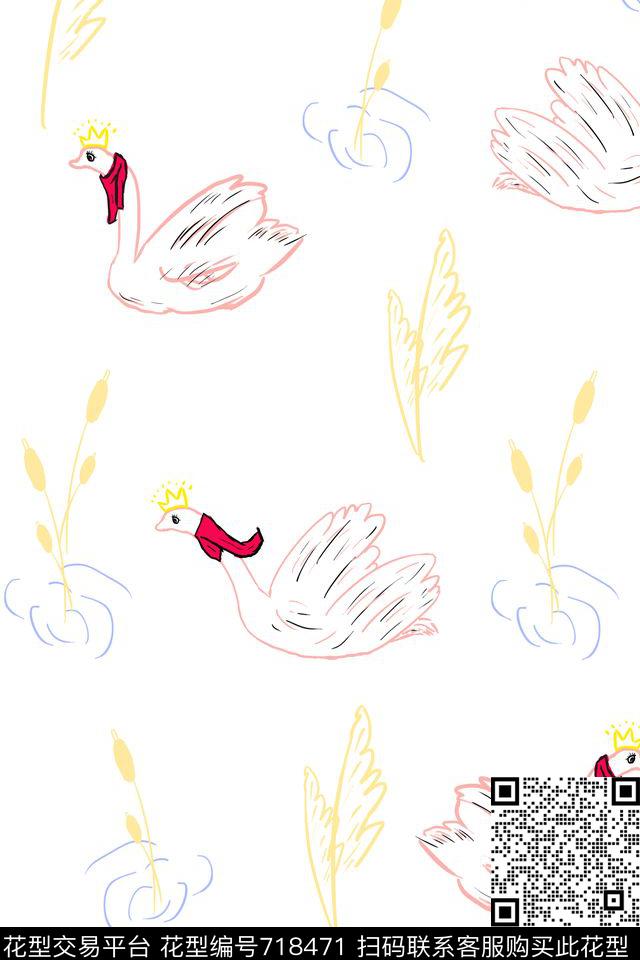 鸟手绘趣味传统印花华亿平台下载（图片编号: 718471） - 瓦栏（Walan）