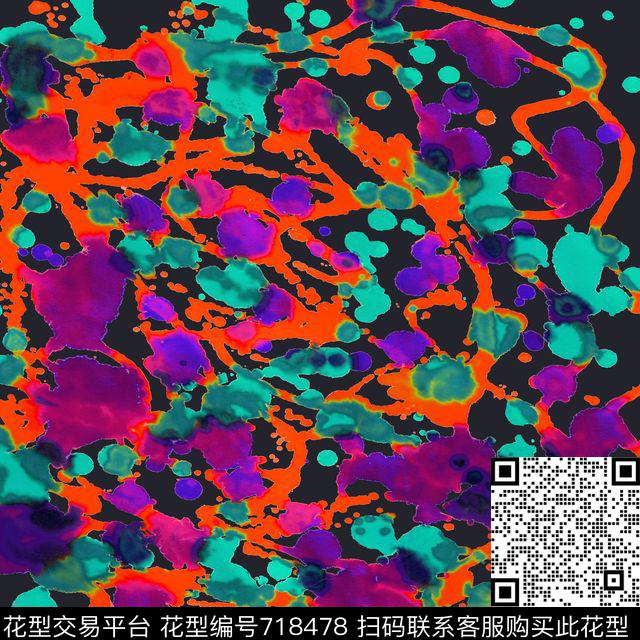 方巾手绘水彩艺术色块数码印花华亿平台下载（图片编号: 718478） - 瓦栏（Walan）