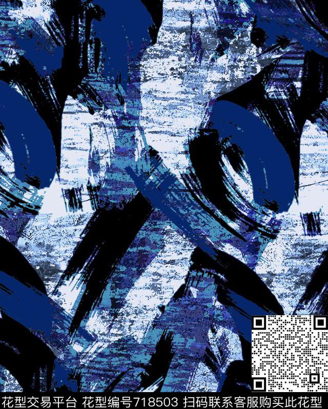 纹理笔触抽象数码印花华亿平台下载（图片编号: 718503） - 瓦栏（Walan）