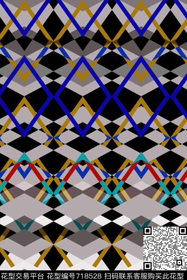 不规则几何小方块五角星数码印花华亿平台下载（图片编号: 718528） - 瓦栏（Walan）