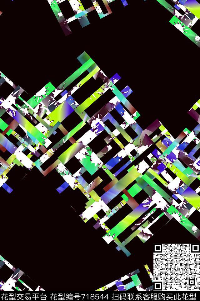 个性数码几何拼贴数码印花华亿平台下载（图片编号: 718544） - 瓦栏（Walan）