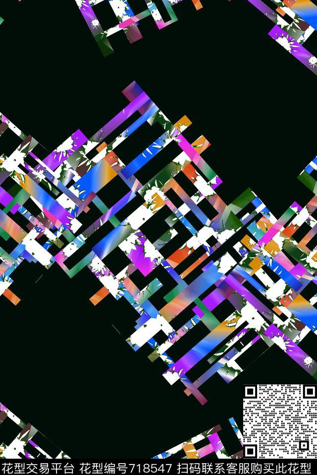 个性数码几何拼贴数码印花华亿平台下载（图片编号: 718547） - 瓦栏（Walan）