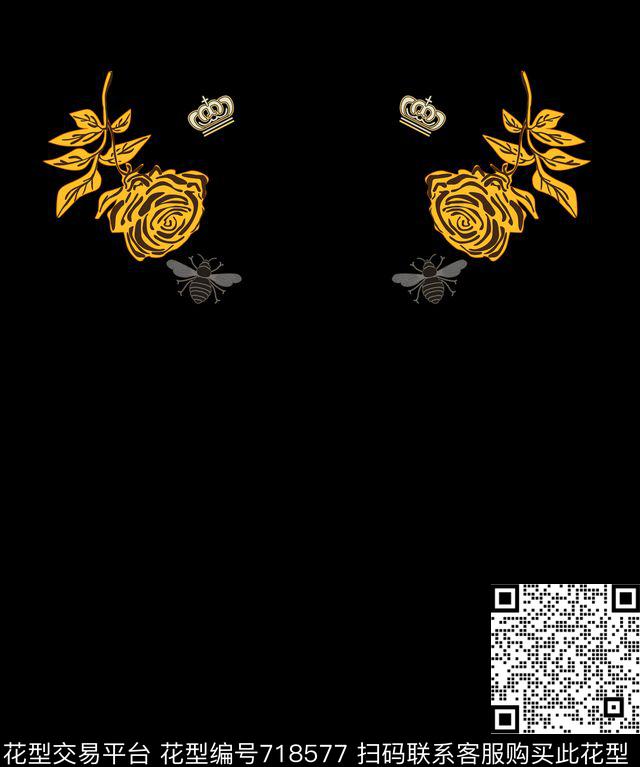 DG蜜蜂刺绣数码印花华亿平台下载（图片编号: 718577） - 瓦栏（Walan）