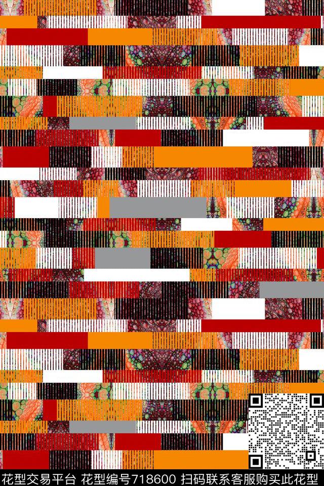 抽象纹理肌理横条条子数码印花华亿平台下载（图片编号: 718600） - 瓦栏（Walan）