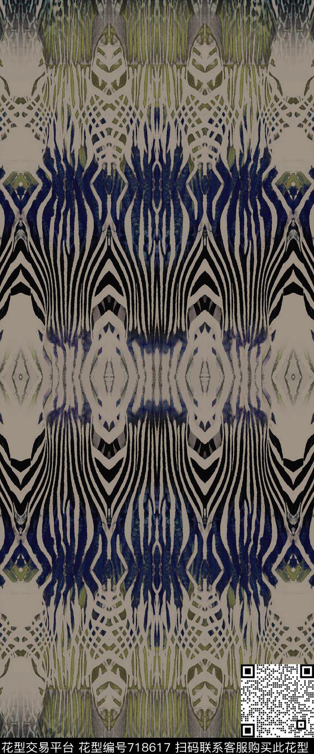 斑马豹子动物纹数码印花华亿平台下载（图片编号: 718617） - 瓦栏（Walan）