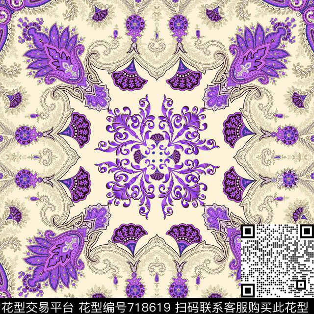 民族风方巾时尚数码印花华亿平台下载（图片编号: 718619） - 瓦栏（Walan）