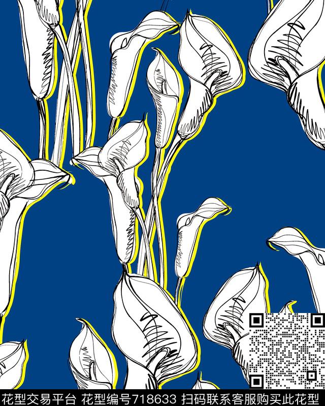 MAX-女装花卉下拉阴影百合花卉数码印花华亿平台下载（图片编号: 718633） - 瓦栏（Walan）