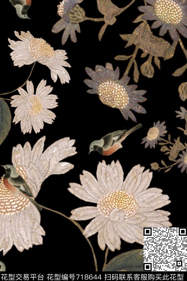 AI源文件主题开发花朵数码印花华亿平台下载（图片编号: 718644） - 瓦栏（Walan）