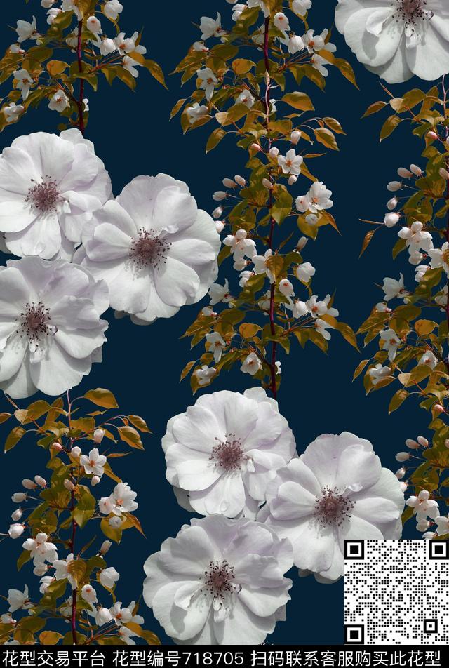 花卉叶子复古数码印花华亿平台下载（图片编号: 718705） - 瓦栏（Walan）